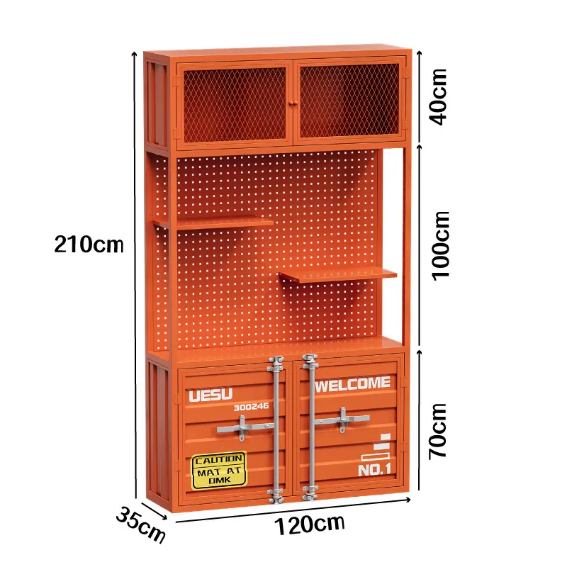 Industrial Style Multi-layer Floor Standing Hole Plate Display Shelf Product Figure Tool Cabinet Display Rack
