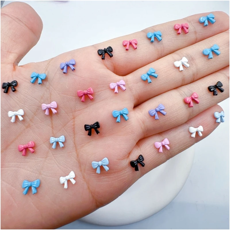 

10PCS Mixed Color Alloy Bow Nail Art Accessories Silver Metal Bows Nail Charm Bulk 3D Ribbon Nail Parts DIY Manicure Decorations