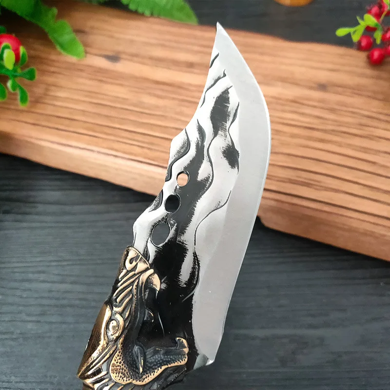 Forged Kitchen Cleaver Butcher Knife Boning Peeling Knife Chef Cooking  Vegetable Fish Cutting Tools with Sheath