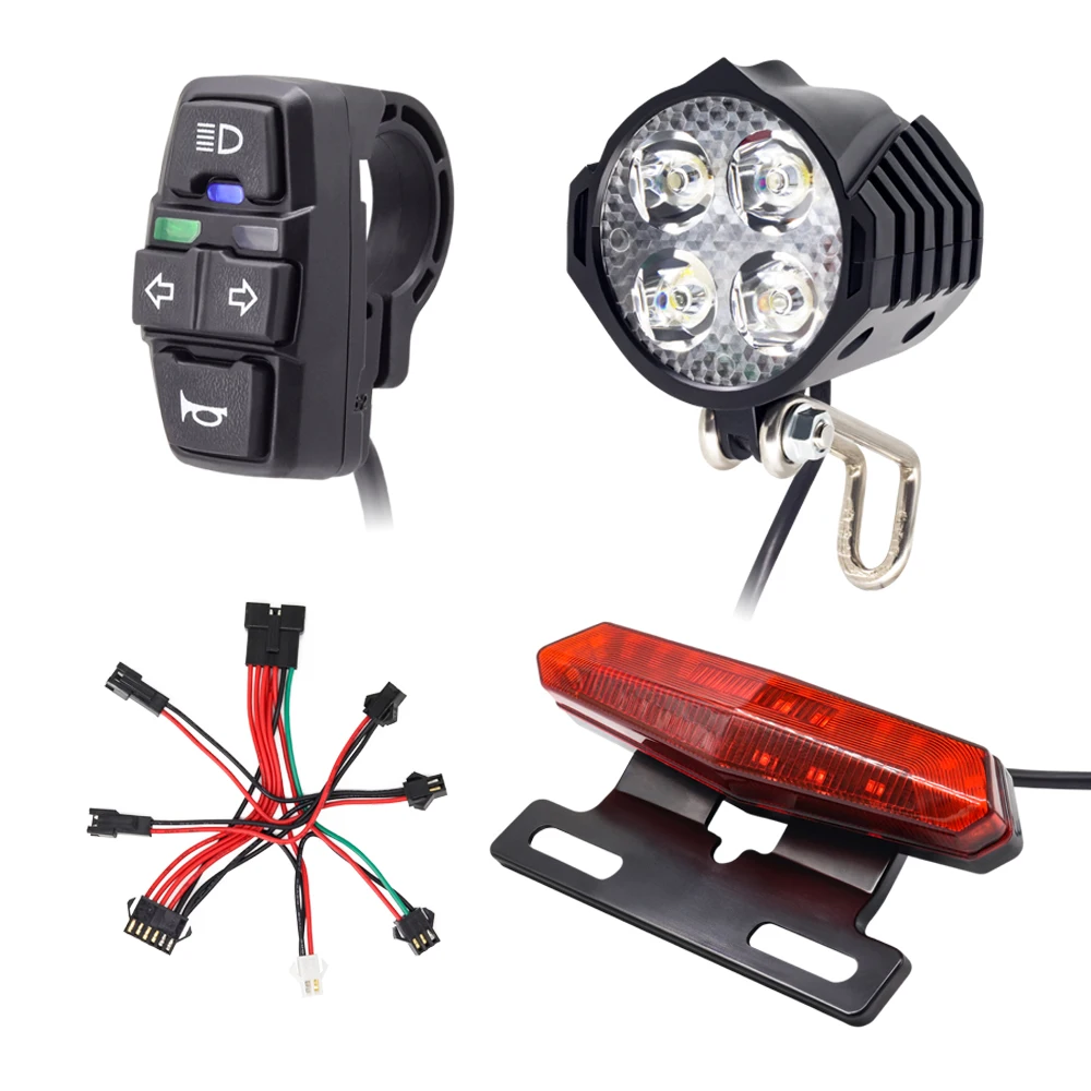 

Ebike Turn Signal Rear Light Brake Include 36V 48V E-Bike Headlight with Switch DK336 For Electric Bike and Scooter Lamp