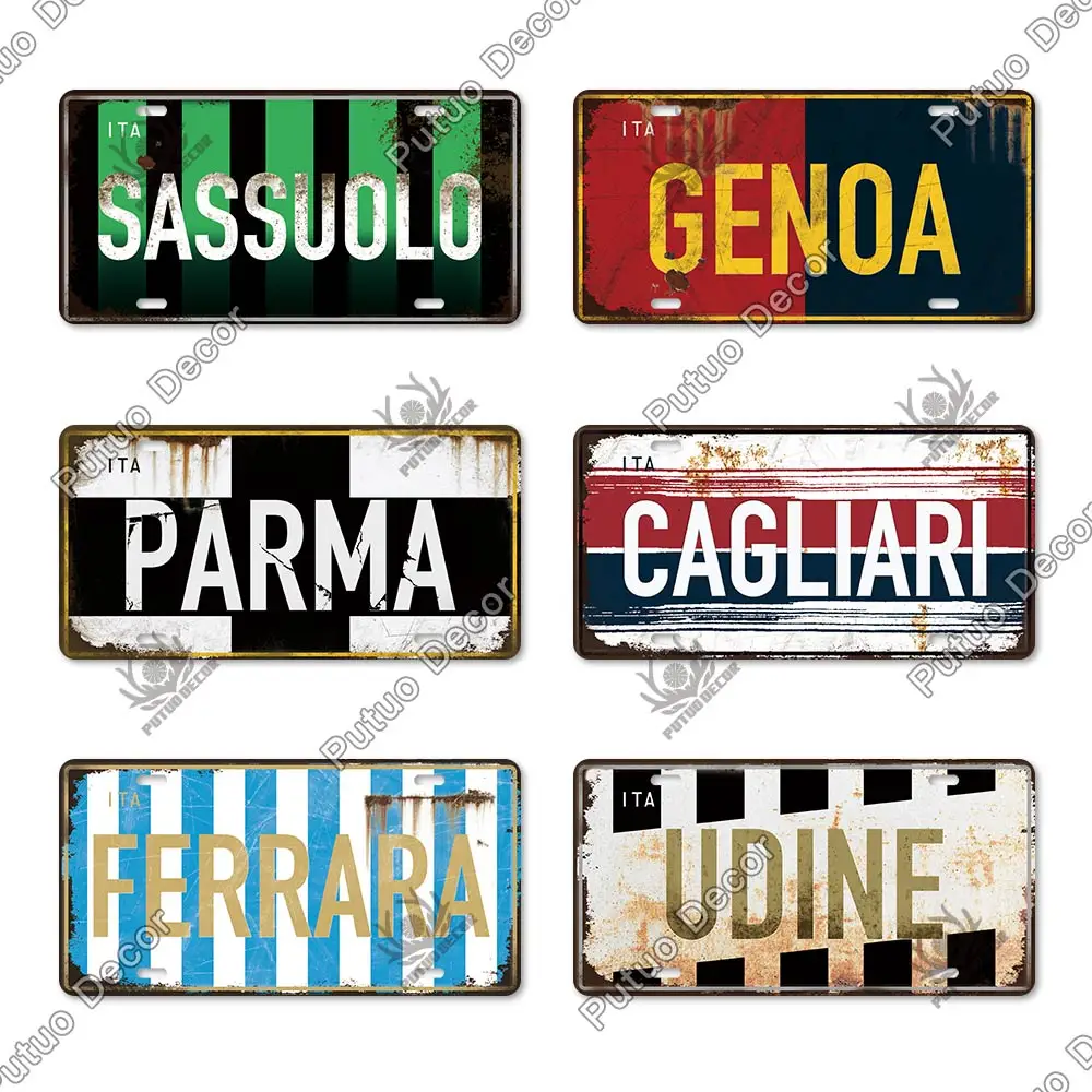 Putuo Decor Italy City Metal Sign Licenses Plate Plaque Tin Vintage Wall Ari for  Pub Man Cave Club Bar Wall Decoration