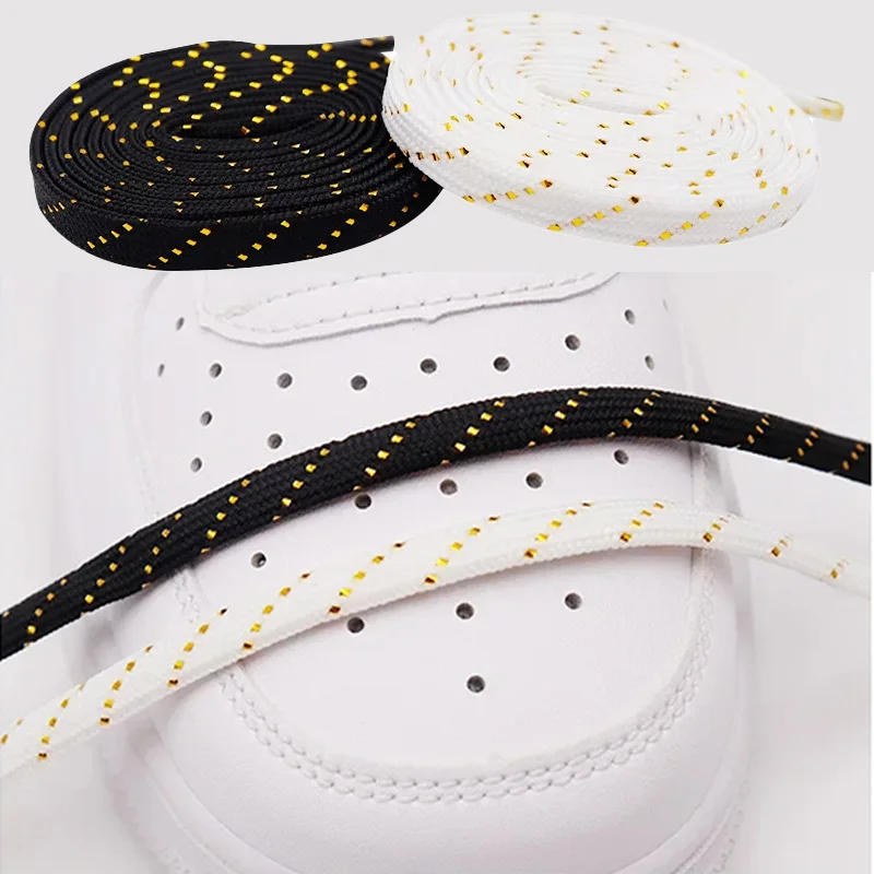 

7mm Wide Rope Shoelace Luxury Gold Wire Flat Shoelaces Sneakers Casual Shoe Laces Shoes Accessories 60/100/120/140/160CM 1Pair