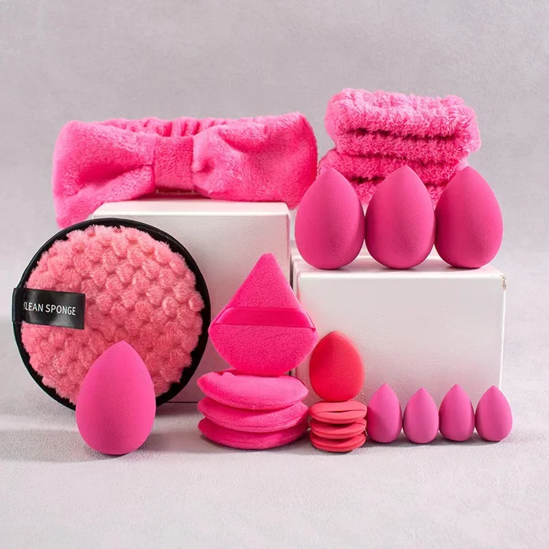 Set combinato di strumenti per il trucco da 20 pezzi, soffio per il trucco per il lavaggio del viso, soffio per il pollice triangolare