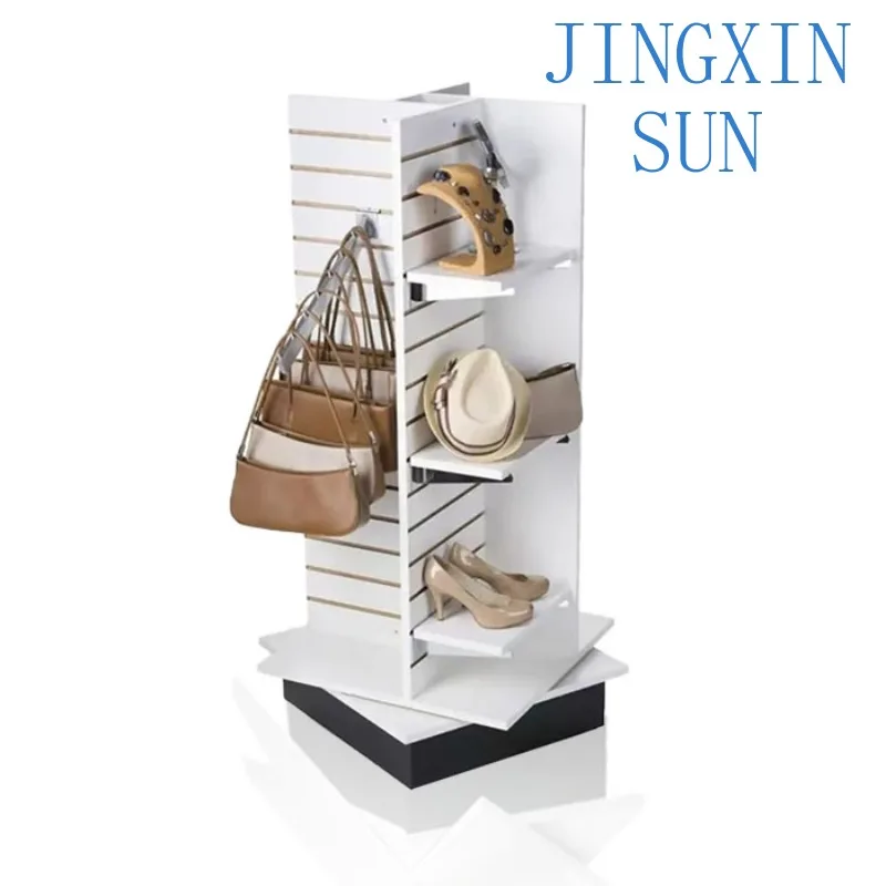 Clothing store modern style rotating slat wall display stand