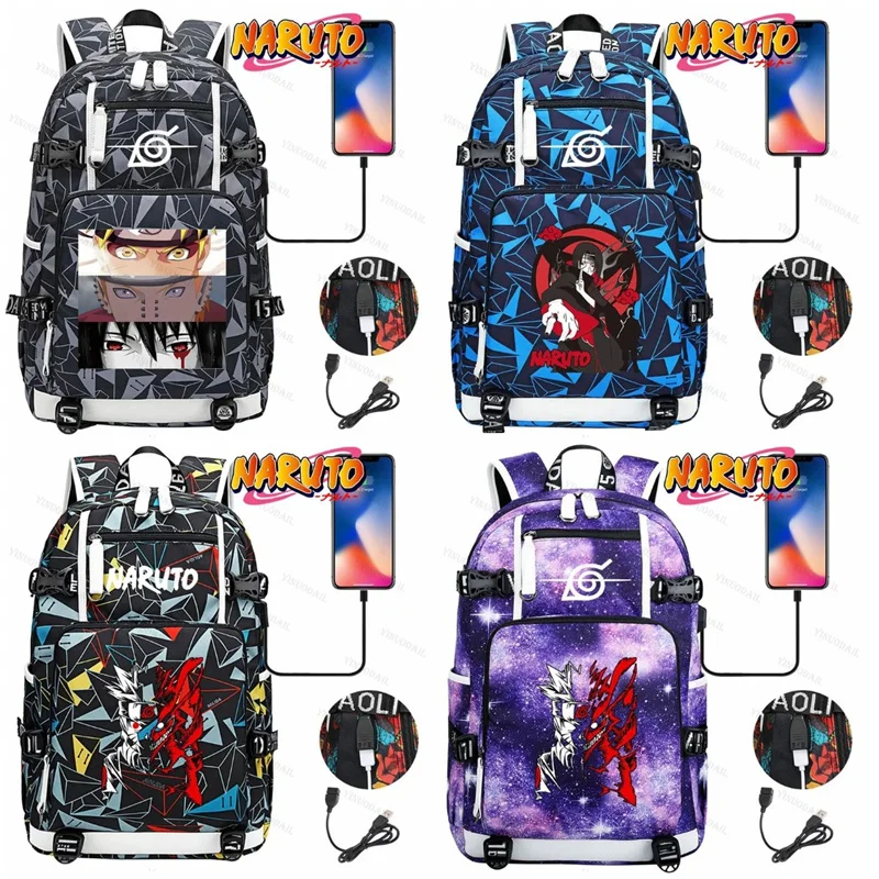 自来也痛みバックパックうずまき忍者テーマナップザック-usb-mochila-デ-viaje-子供のための研究文具アニメフィギュアリュックサック