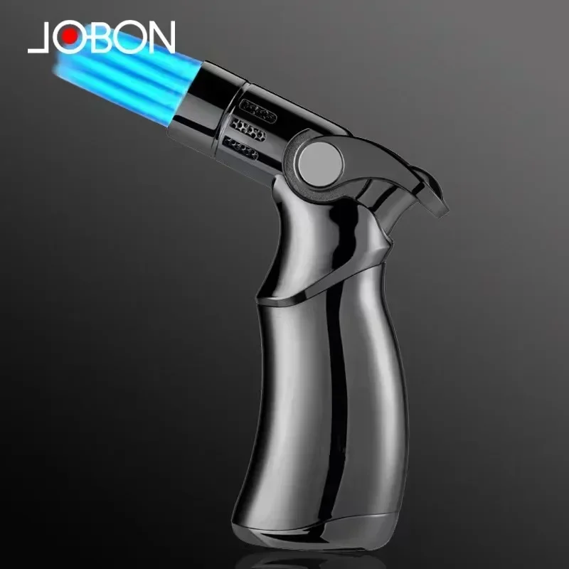 New Jobon Powerful Four Torch Metal Windproof  BBQ Cigar Gas Lighter Big Jet Flames Fire Ktchen Cigarette Lighter Men\'s Gift