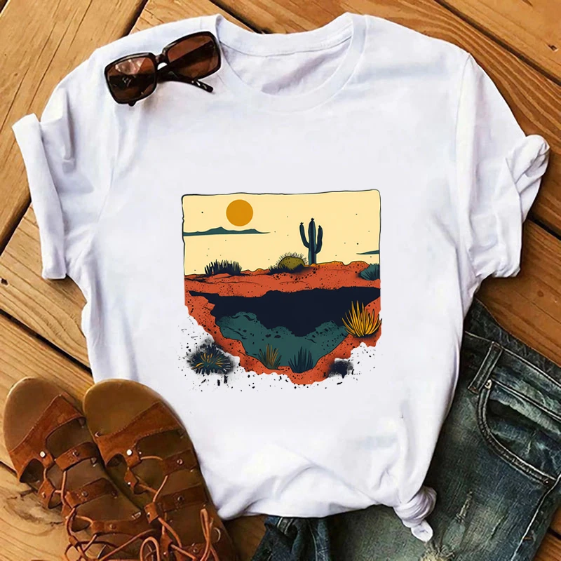 Fashion Desert Cactus T-shirt Stickers Heat Transfer Sticker For Clothing DIY Vinyl Iron on Hot Press Washable Cartoon Applique