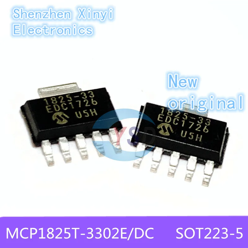 New original  MCP1825T-3302E/DC 1825-33 SOT223-5  3.3V  500MA  LDO regulator IC