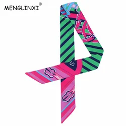 Classic Design Striped Letter Scarf Bag Strap Print Silk Scarf For Women Luxury Brand Scarf Bag Ribbons Fashion Head Scarf C24