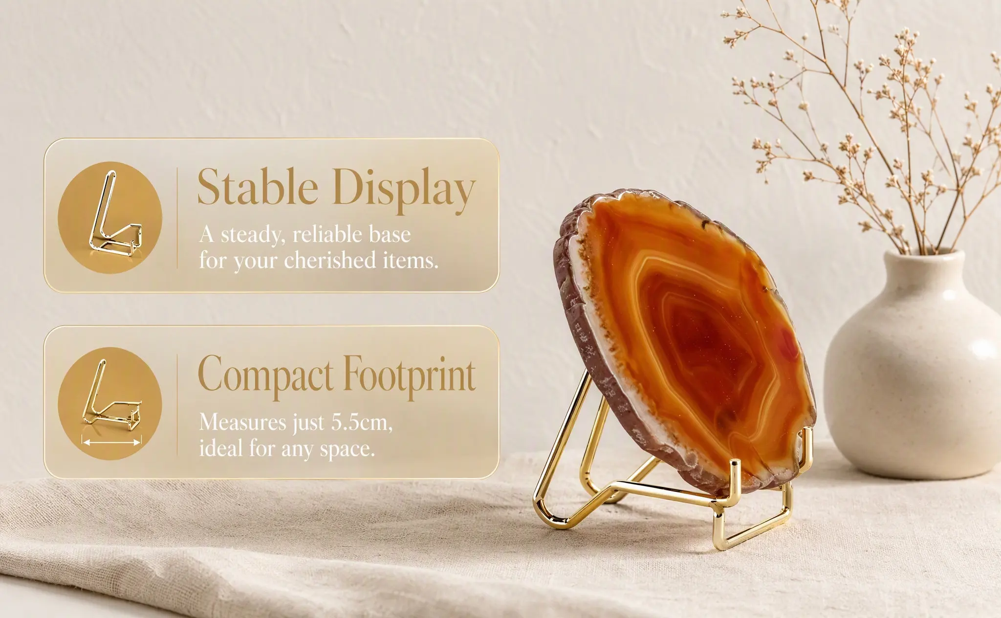 4Pcs Iron Mineral Display Stands Crystal Sample Holders Sturdy Showing Stands for Rocks Jewelry Decorations