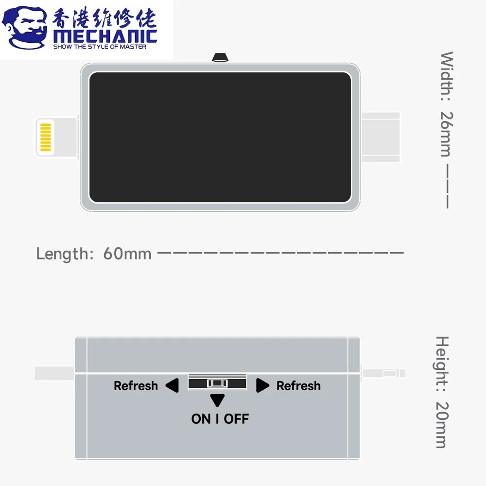 MECHANIC T824 Mobile Phone Tail Insertion Detector HD TFT Digital Display Automatic Intelligent Detection Each Pin Current Power