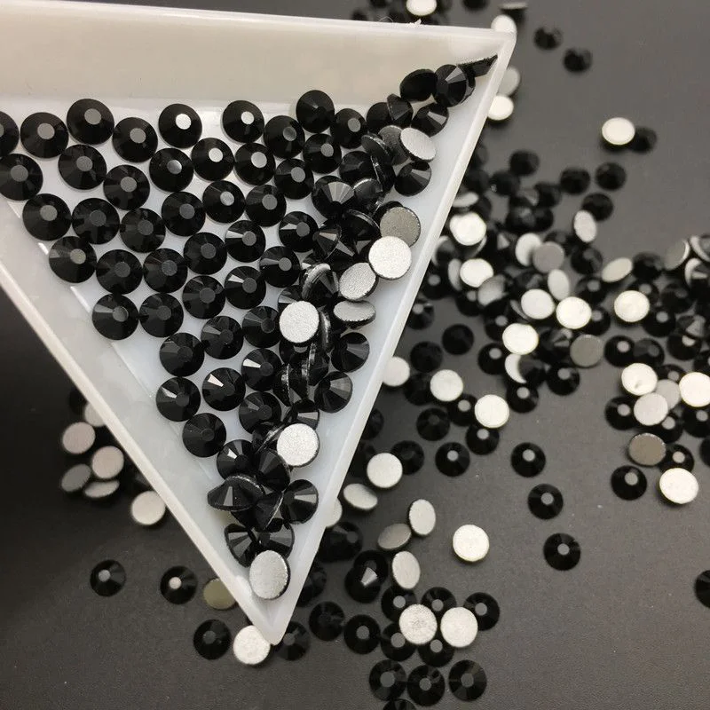 12 Grid Black Rhinestone Bead Flat Back, Resin Flat Bottom Diamond, Nail Decoration with Semi-Circular Rhinestone Cut Surface