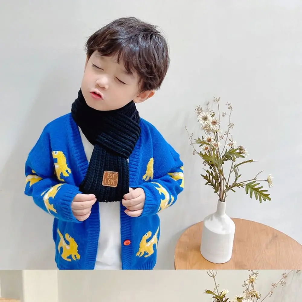 Fashion Warm Kids Scarf Soft Thick Neck Warmer Outdoor Cute Knitted Scarf Baby Boys Girls