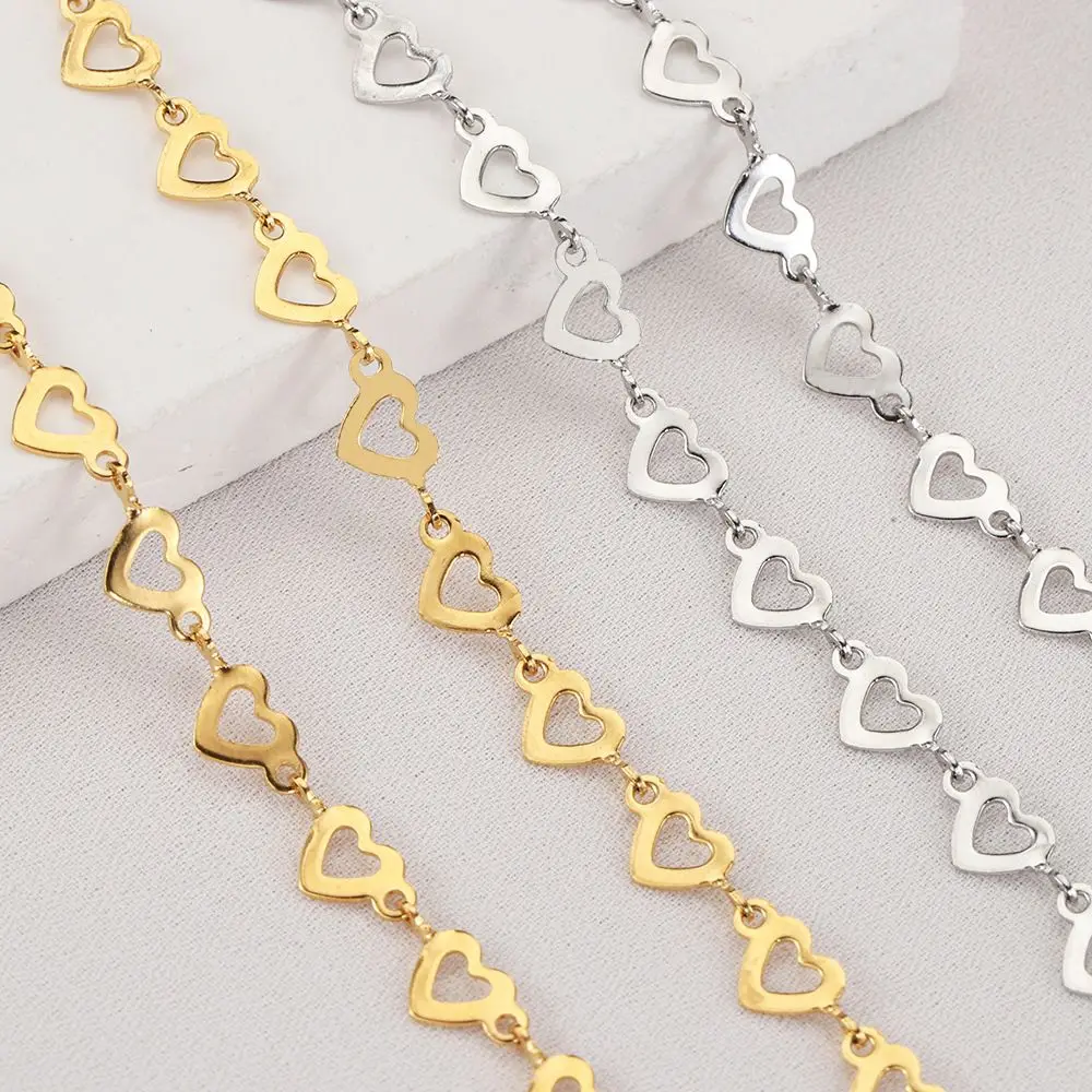 1 متر الفولاذ المقاوم للصدأ 5 مللي متر واسعة سلسلة القلب الجوف ل عقد دي اي واي سوار مجوهرات اكسسوارات