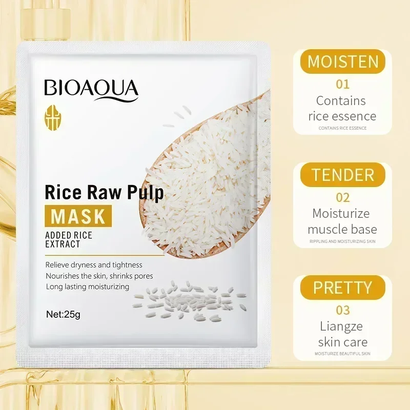 12PCS rice raw paste mask skin care, moisturizing beauty skin mask beautiful skin facial nursing