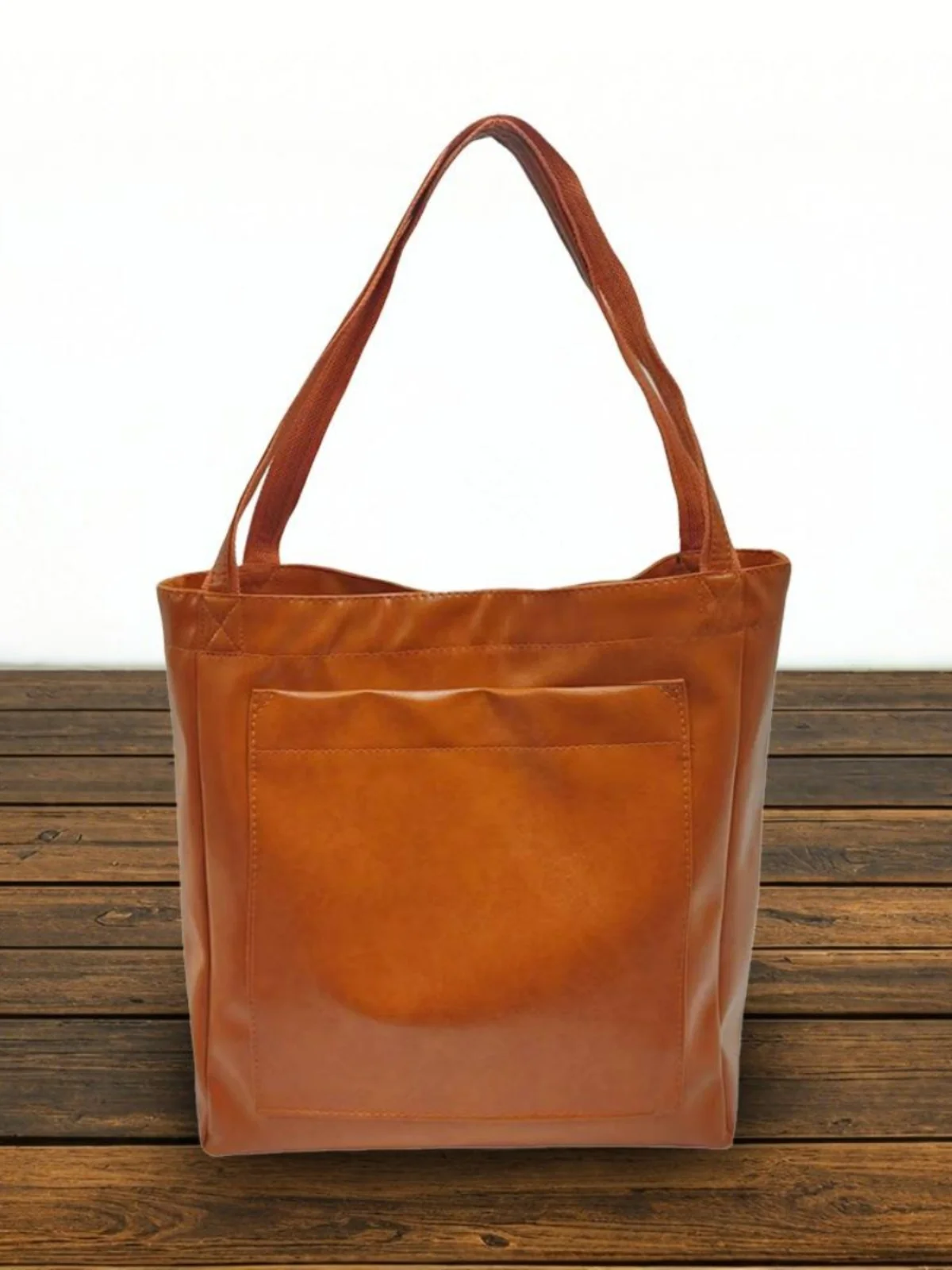 กระเป๋าโท้ททรงเรโทรขนาดใหญ่ กระเป๋าสะพายไหล่ผู้หญิงอเนกประสงค์ กระเป๋าหนัง PU นุ่มทันสมัย สะพายข้างลำลอง สายเดี่ยว