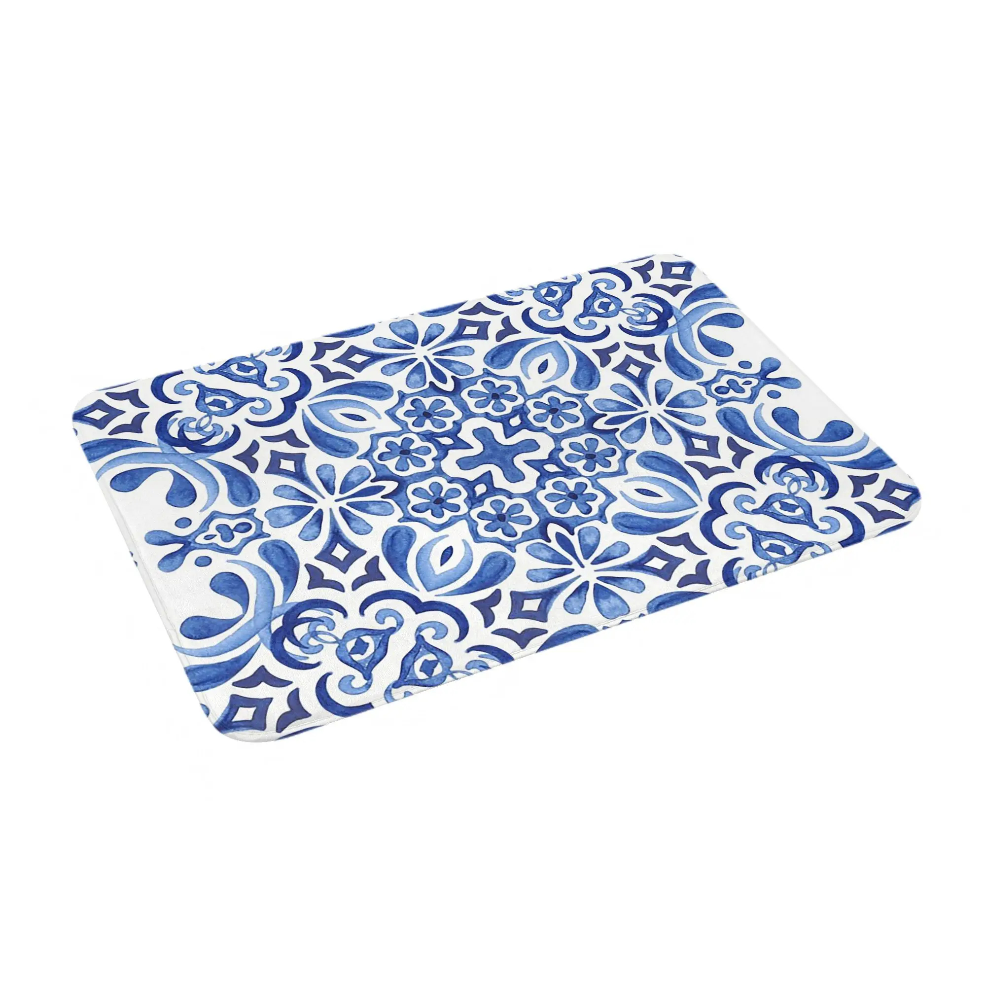 

Mediterranean Mosaic Tiles Azulejos Anti-slip Doormat Floor Mat Carpet Rug for Kitchen Entrance Home Living room Footpad Mats