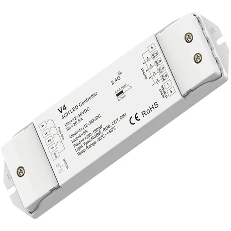 Imagem -05 - Single Color Led Strip Lights Controller V1-l V2-l Dual Color V3-l Rgb v4 Rgbw v5 Rgb Mais Cct 2.4ghz Botão Dc12v24v 36v