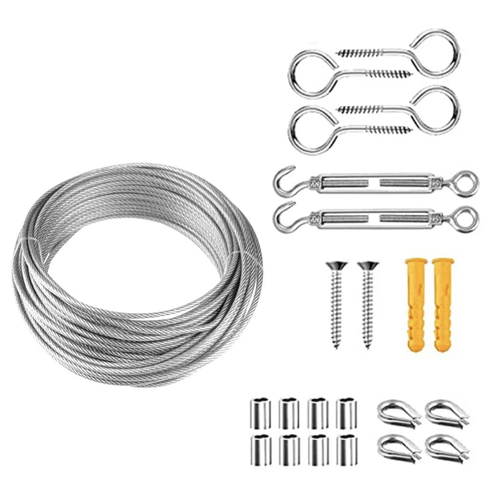 

String Light Hanging Kit Stainless Steel Steel Wire Rope Heavy Duty String Lights Suspension Tool for Outdoor Garden Indoors