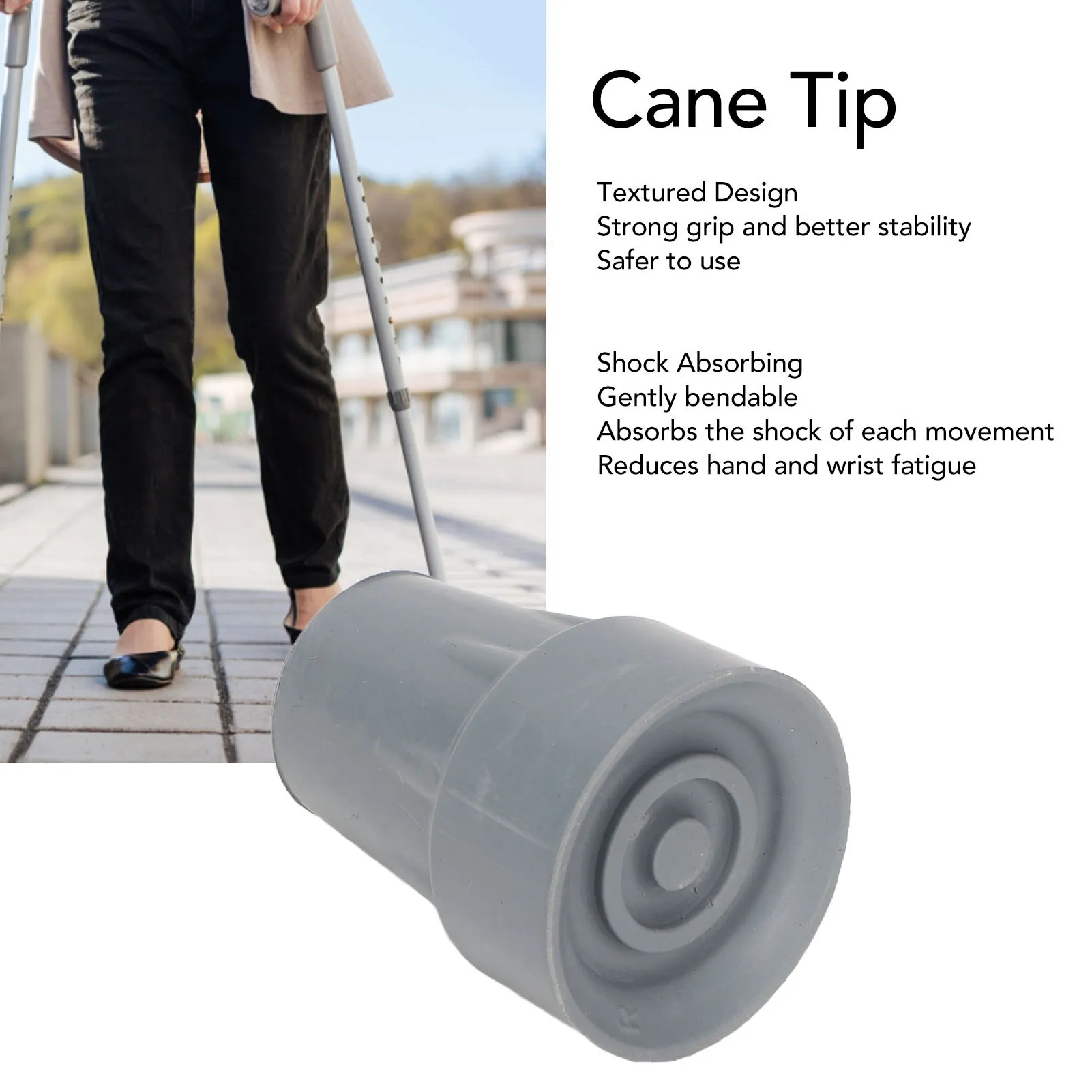 22mm Cane Tip Prevent Slip Shock Absorbing Heavy Duty Replacement Rubber Crutch Tips for Elderly Patient Replacement Cane Tip