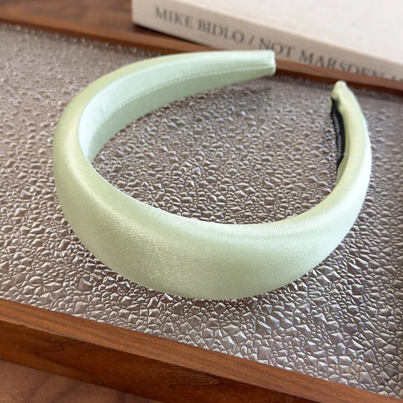 Spring/summer New Bright-coloured Satin Headbands 4cm Wide-Brimmed Sponge Hair Band Woman Temperament Hair Hoop Hair Accessories