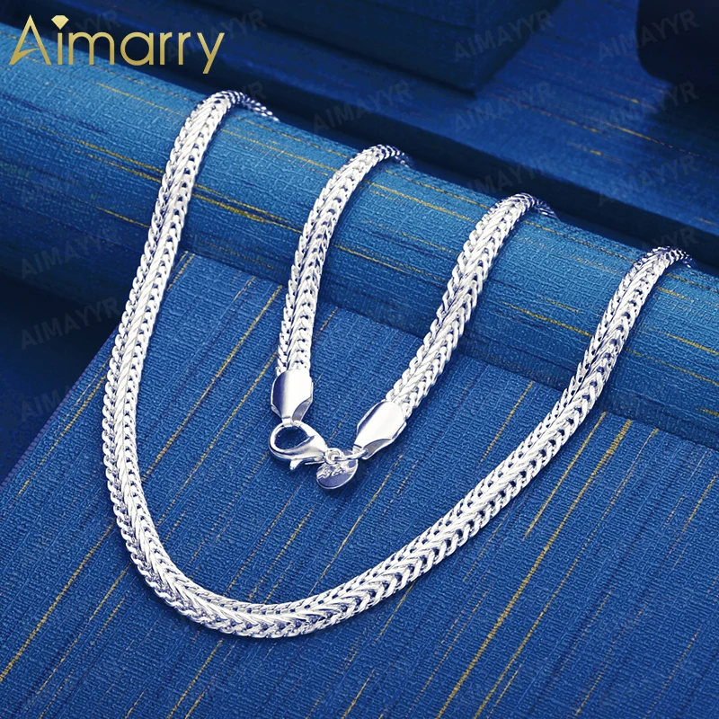 925 Sterling Silver 6mm Delicate Woven Plain Necklace 20/24 Inch Women's Party Banquet Engagement Wedding Fashion Jewelry