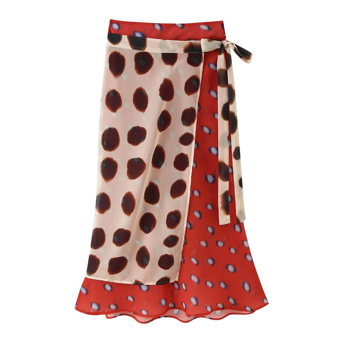 Summer New Product Women's French Zipper Double layered Wrap with Strap Mid to Long Midi Half length Skirt