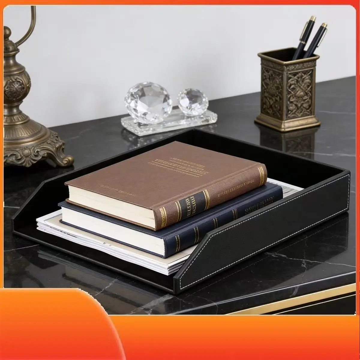 Simplicity Business Office Desktop Leather A4 File Tray Creative Stackable Single Layer Storage Tray Sundry Trays