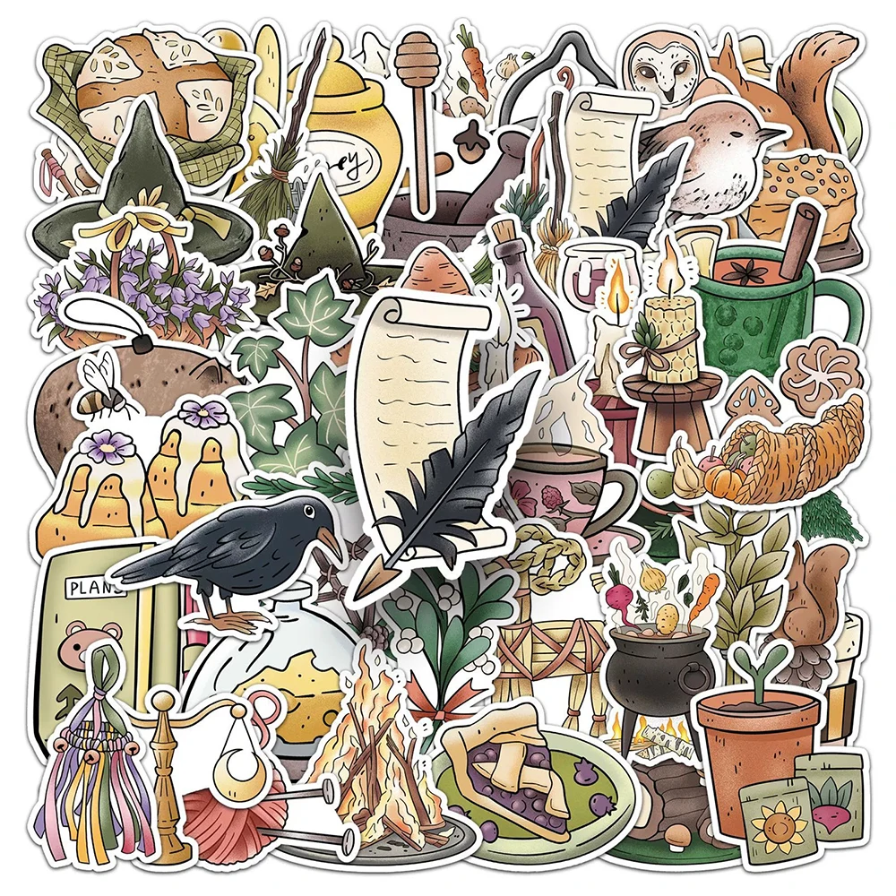 10/30/50 pezzi adesivi graffiti magici della foresta vintage adesivo creativo del fumetto bagaglio telefono bottiglia d'acqua decalcomanie impermeabili imballaggio