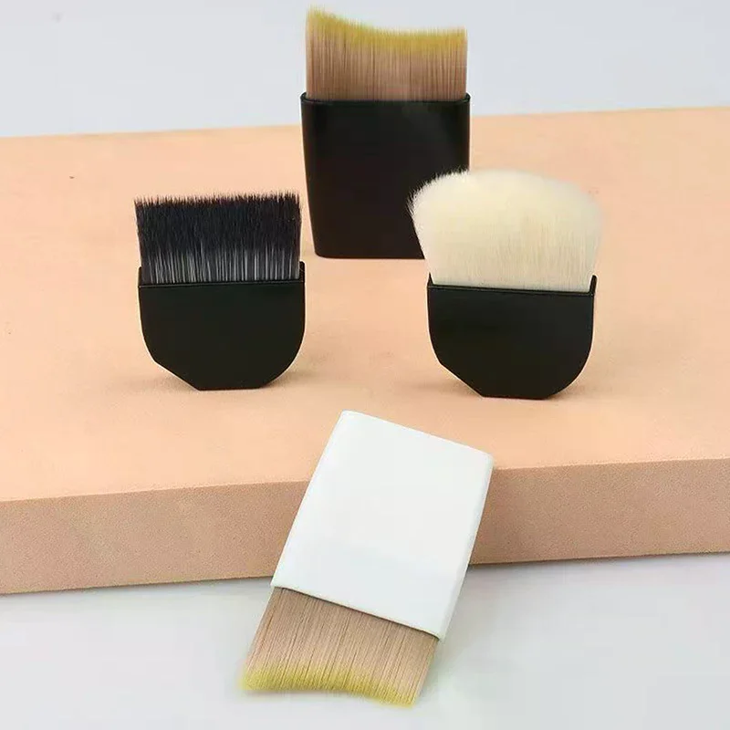 1 Uds. Cepillo de base ultrafino de una línea, cepillo para máscara en forma de media luna, mango corto, cerdas suaves y esponjosas, herramienta de belleza profesional