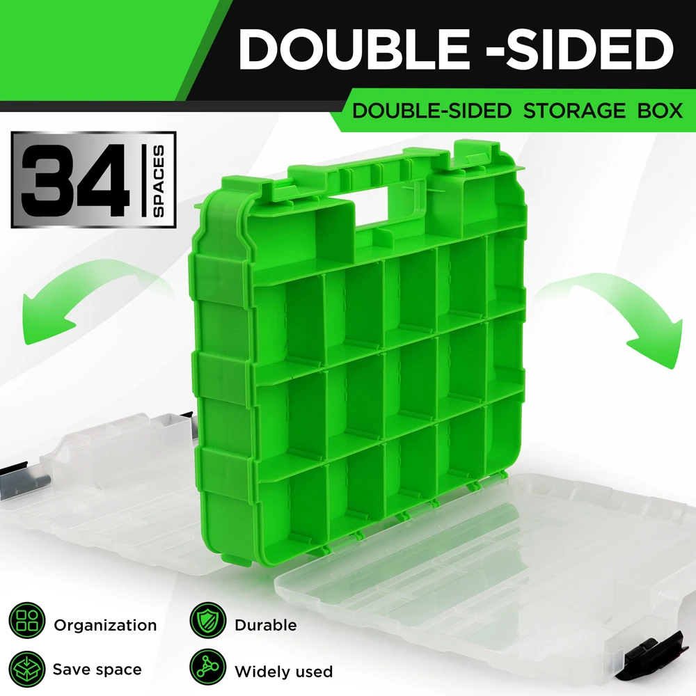 SWANLAKE boîte à outils en plastique Double face panneau de séparation détachable épaissi Durable boîte de rangement de pièces multifonctions 34 espaces