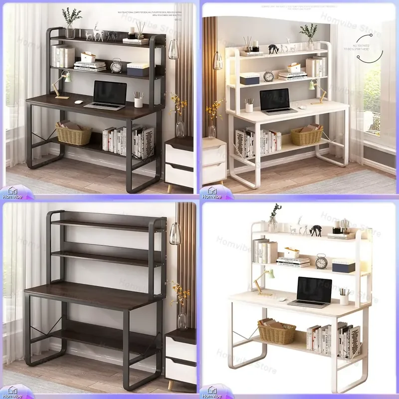 

Hot Selling Modern Wooden Computer for Small Spaces with Bookshelf Office Study Desk Laptop Desk Bedroom Desk