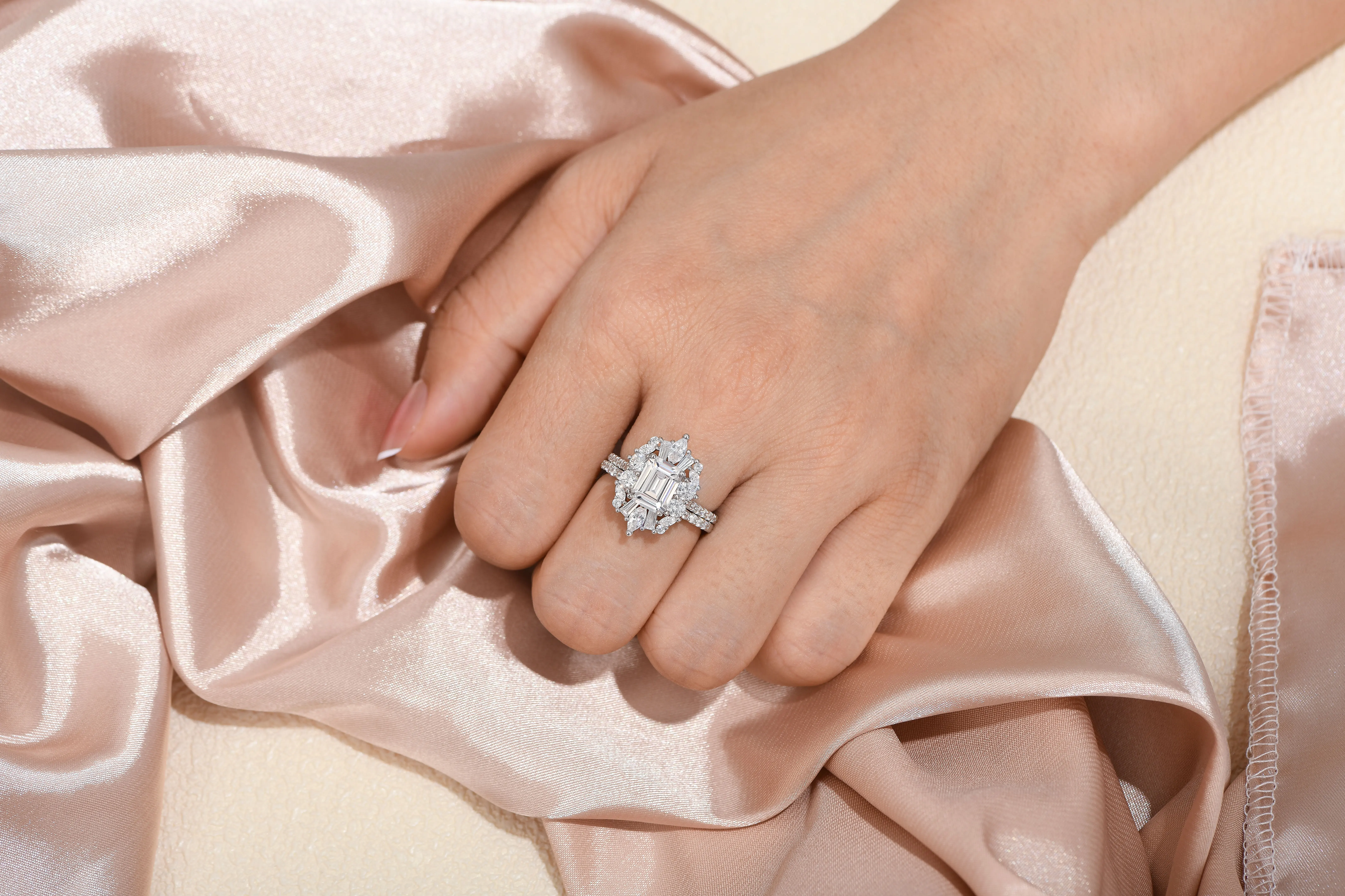 Newshe Vintage Emerald Cut Wedding Ring Set Engagement Rings for Women 925 Sterling Silver 5A Cubic Zirconia Fine Jewelry Gift