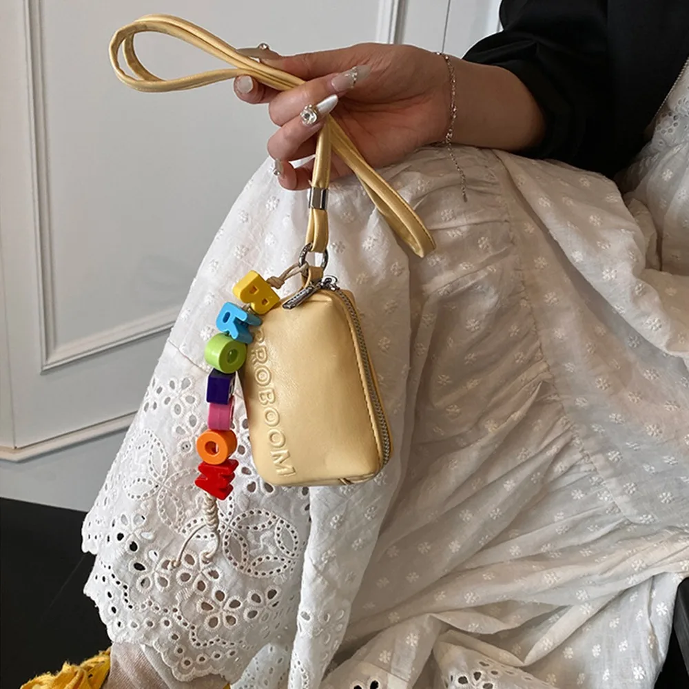 

Многофункциональный маленький квадратный кошелек, простой кошелек из искусственной кожи с воротником-халтер, прочный кошелек для наушников через плечо на одно плечо