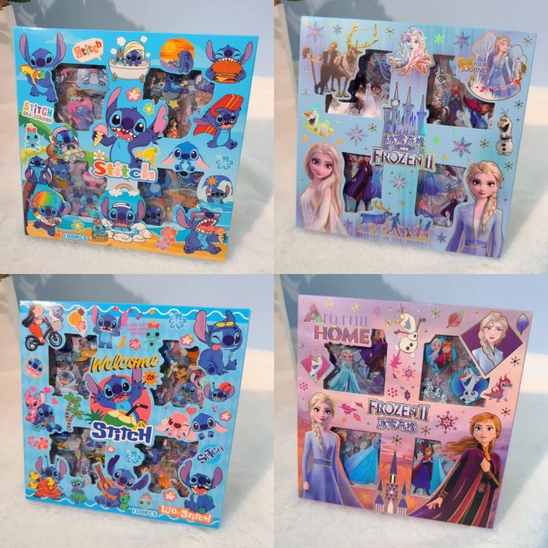 100 قطعة/صندوق ديزني المجمدة غرزة Kawaii ملصقات الأمتعة الكتابة على الجدران لعبة الشارات لاصقة تزيين هدية إغلاق ملصق #1