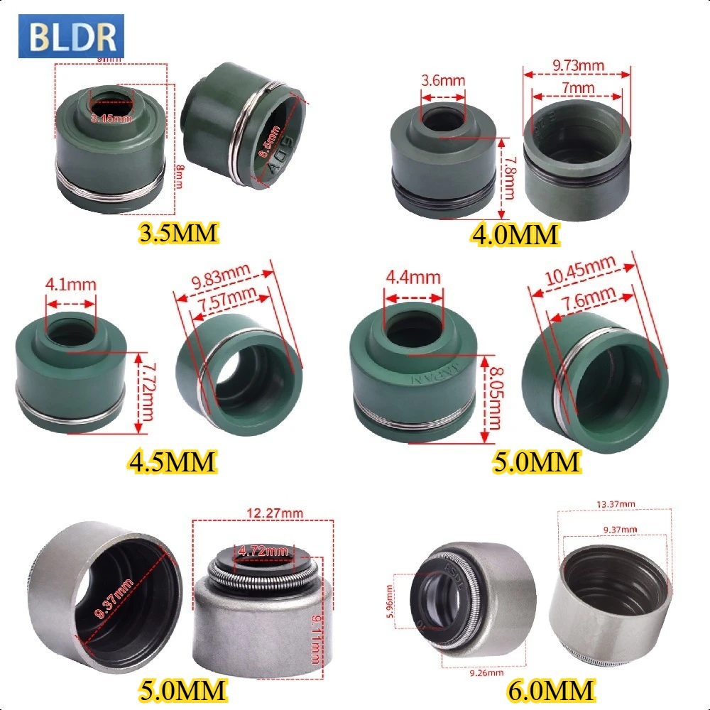 3.5mm 4.5mm 5.0mm 6.0mm Engine Cylinder Head Intake Exhaust Valve Stem Oil Seal for Honda for Suzuki for Yamaha for BMW R1200GS
