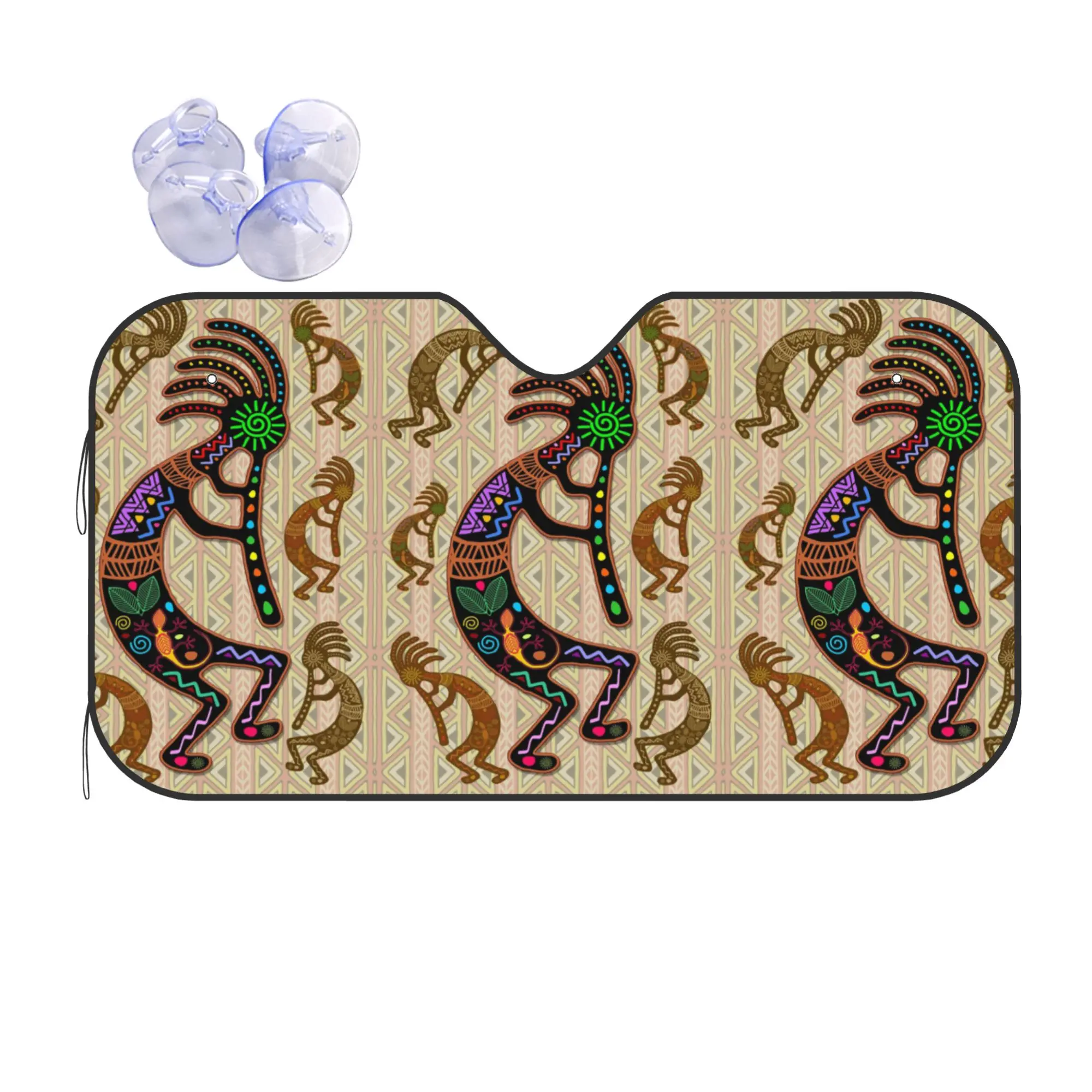Windshield Sun Shade Car Southwest Tribal Native Kokopelli Solar Reflector Protector Visor Screen Cover Vehicle Windscreen