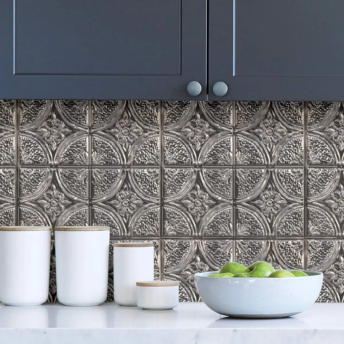 

5PCS Peel And Stick Metallic Tile Backsplash 10 Inch X 10 Inch Easy Apply Kitchen Bathroom Decorative Tiles