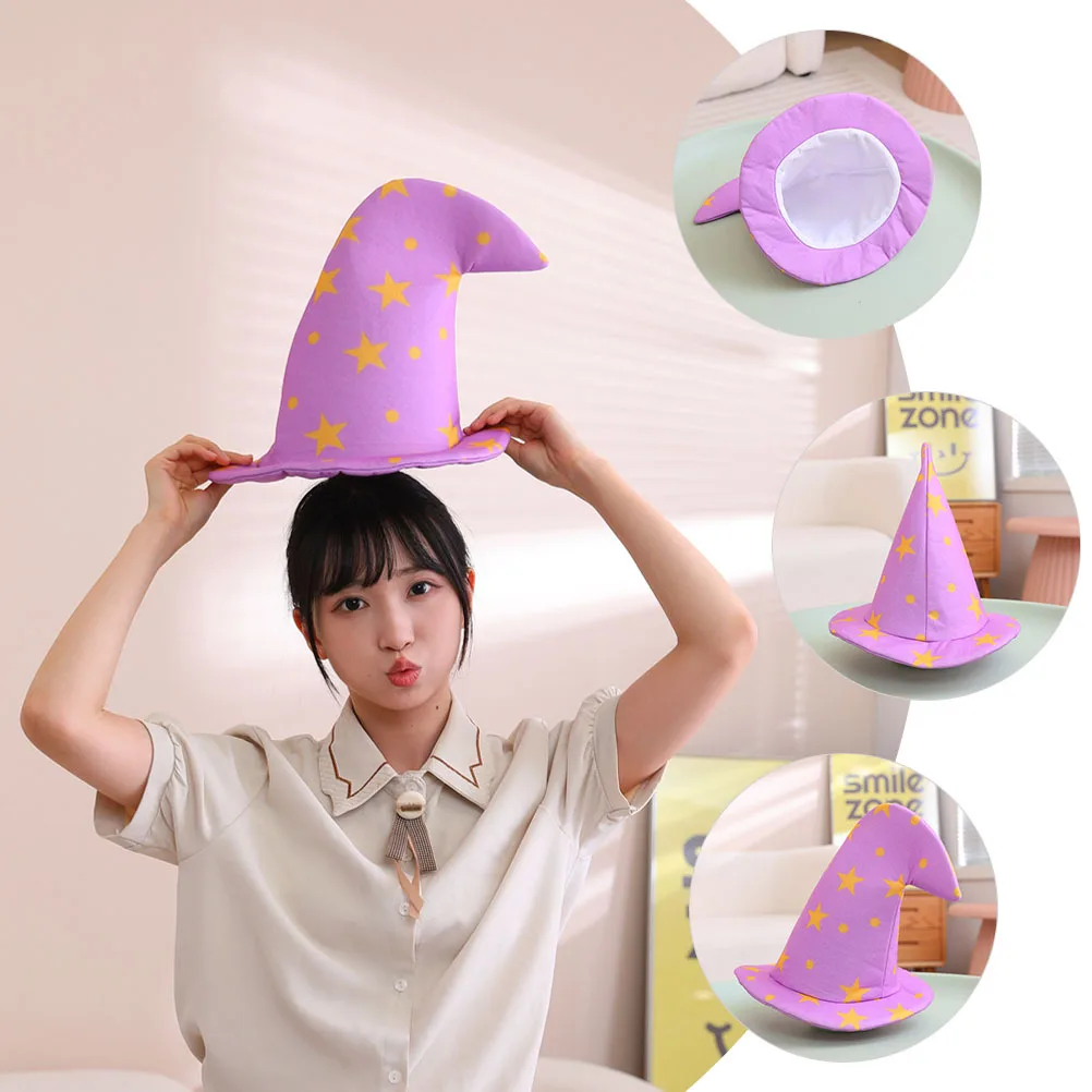 

Felt Star Pattern Witch Hat Halloween Costume Cosplay Hat Lightweight Party Photo Prop Festival Decor Witch Prop