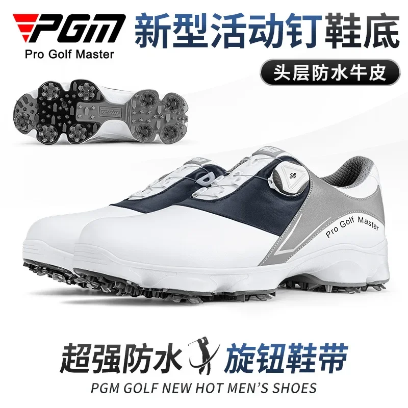 

PGM Men's cowhide Golf Shoes Shoe Spikes Waterproof Casual Wear Anti-slip Male Sneakers Men's Sports Shoes