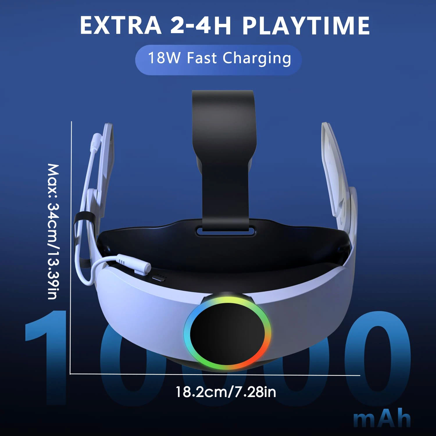 Head Strap Battery 10000mAh For Meta Quest 3/3S Elite Strap Replacement Adjustable Comfort PD18W Fast Charging VR Accessories