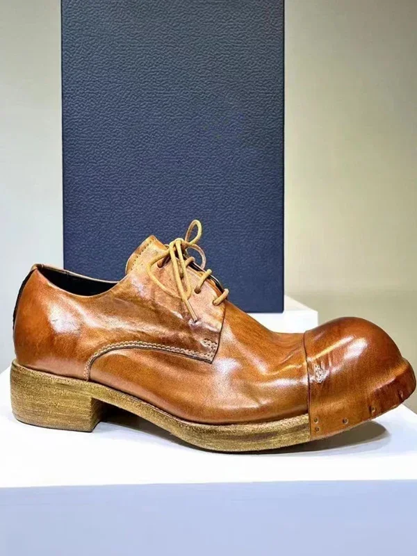 Męskie stare skórzane buty skóra konia ręcznie robione Goodyear-niskie buty męskie na co dzień