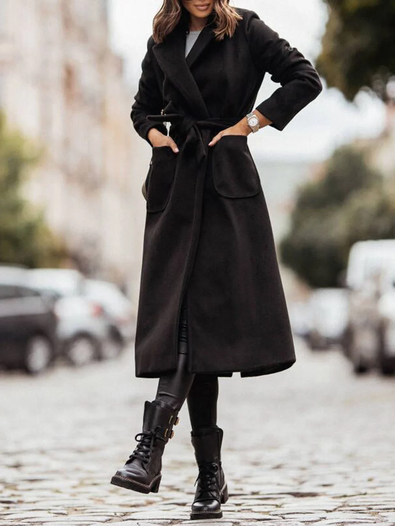 معاطف نسائية موضة شتوية مريحة لائق 2025 عادي متوسط الطول طية صدر السترة عادية كم طويل معاطف الشارع اليومية #3