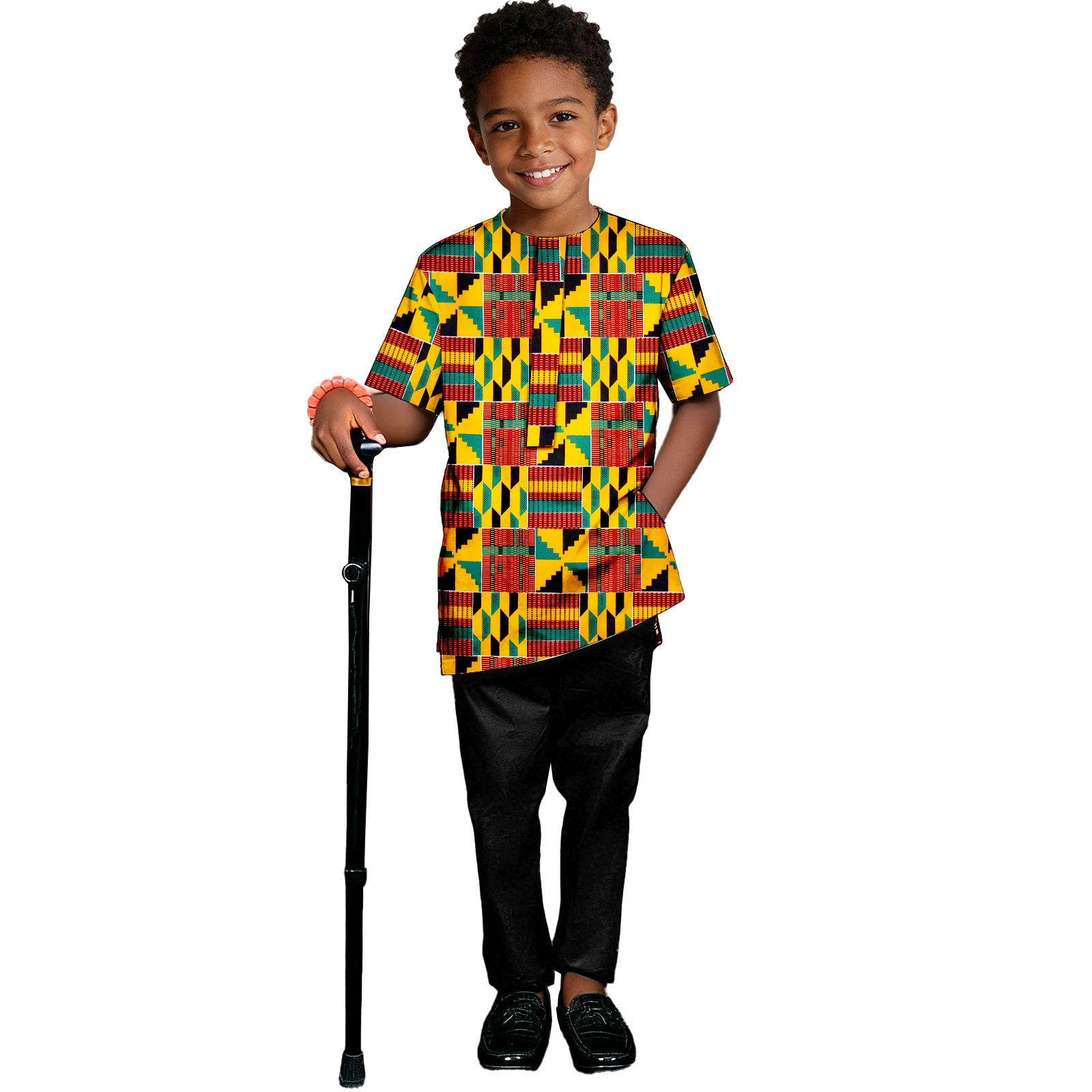 

SEA&ALP African Attire for Boys Dashiki Short Sleeve Shirt and Pants 2 Piece Set Casual Kid Outfits