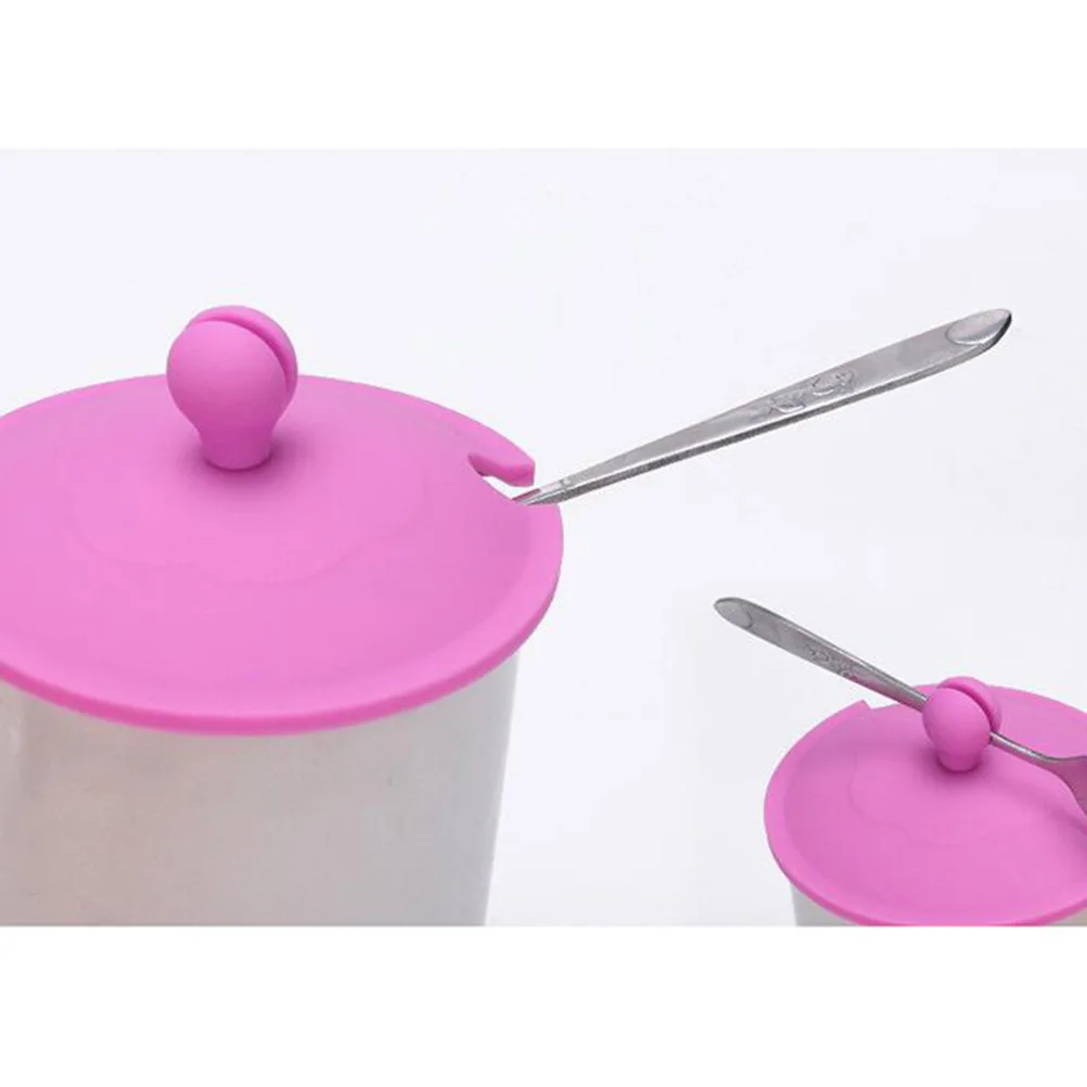 

5pcs Silicone Cup Lids Leakproof Reusable Cover With Spoon Slot Dust Proof Food Grade Mug Top For Coffee Tea Cups Kitchen