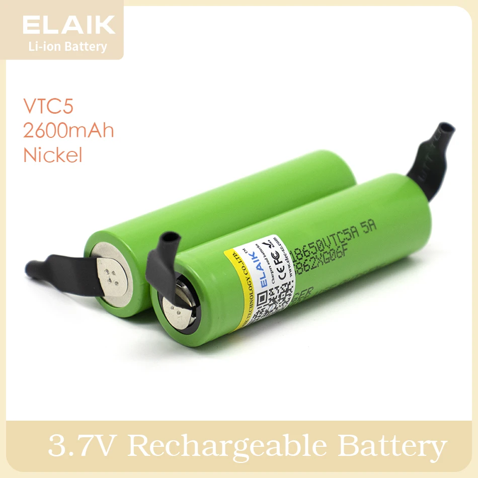 1-20PCS 18650 Rechargeable lithium Battery 3.7V 2600mAh Stable performance high quality cell power battery DIY+VTC5-Nickel