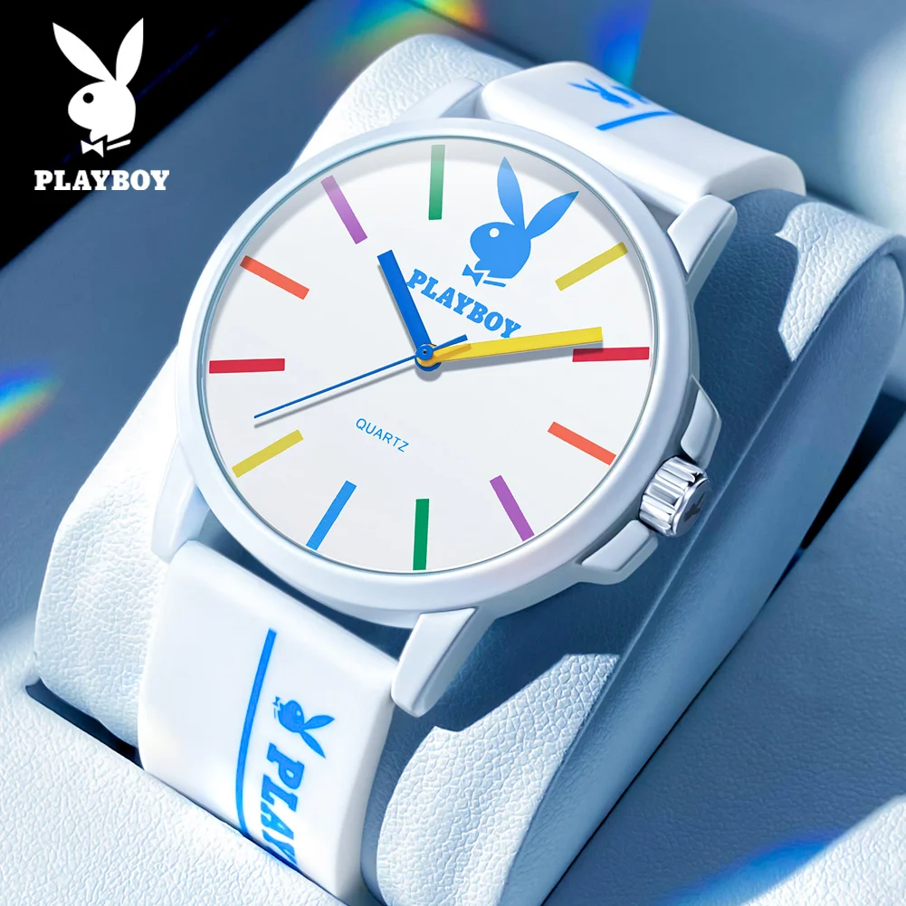 PLAYBOY Sports Quartz Watch for Men Original Silicone Strap Men\'s Wrist Watches High Quality Waterproof Fashion Simple Man Watch