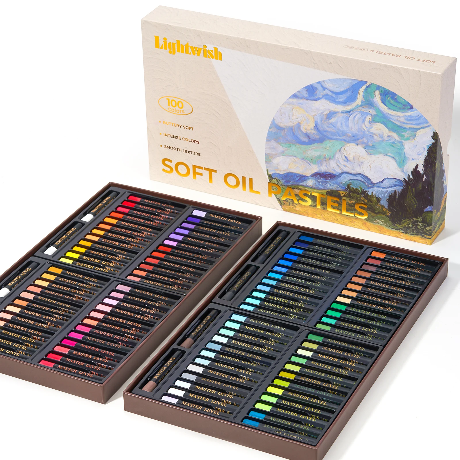 LIGHTWISH Oil Pastel for Artist 12/52/104 Sticks Creamy Highly Pigmented Soft Oil Pastels for Drawing Coloring Blending