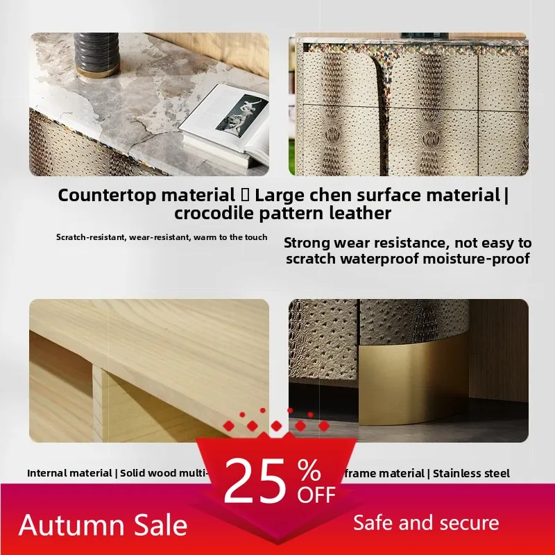 

high-end light luxury dining side cabinet post-modern restaurant marble storage entrance shoe cabinet living room decoration