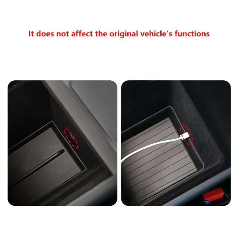 Car TPE Center Console Armrest box lower layer Storage Box Stowing Tidying Organizer Tray Pad For Tesla Model Y 2025